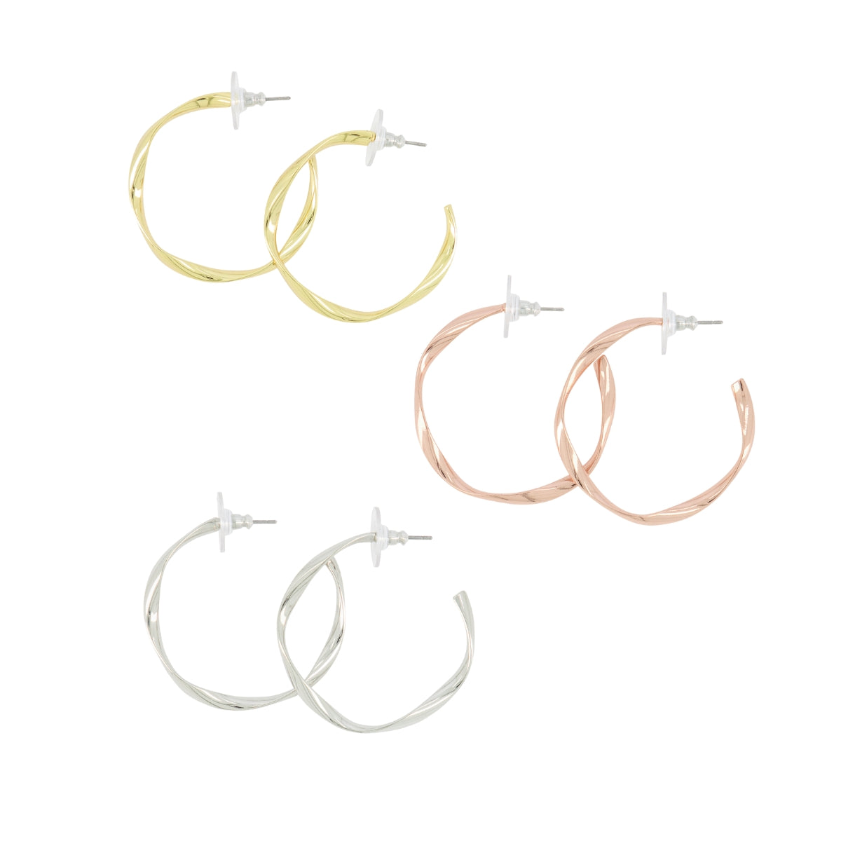 Everyday Twisted Midi Hoop Metallic Earrings