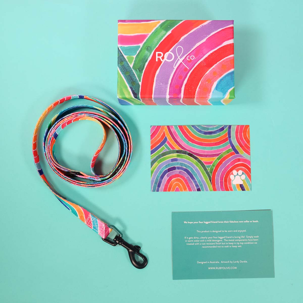 RO x Lordy Dordie Rainbow Dog Leash (3 Sizes)