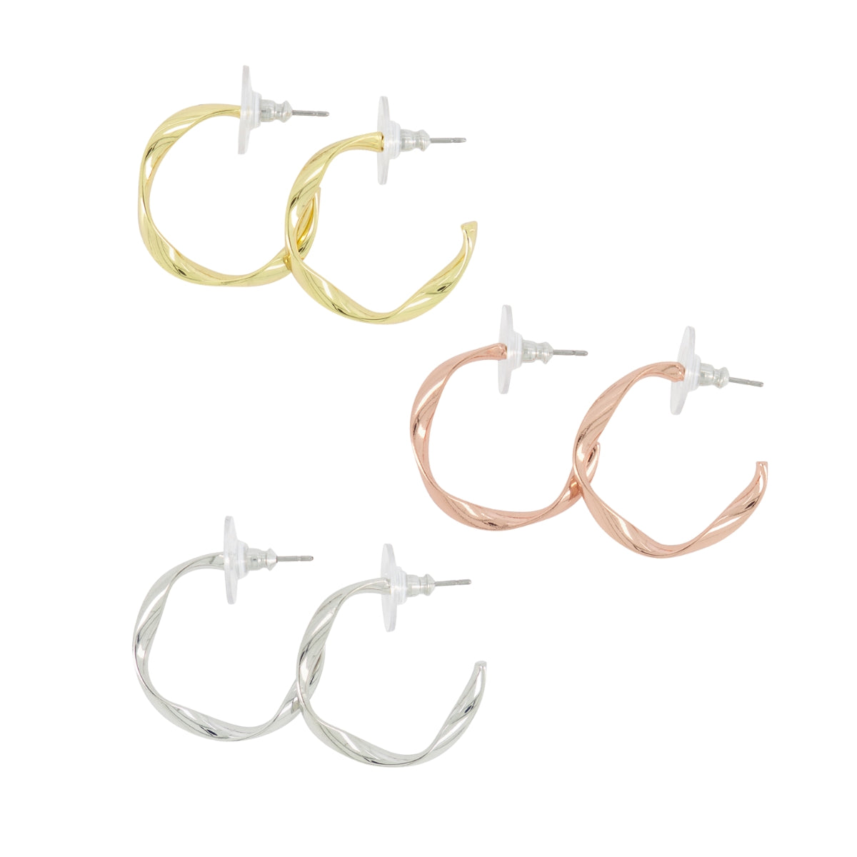 Everyday Twisted Mini Hoop Metallic Earrings