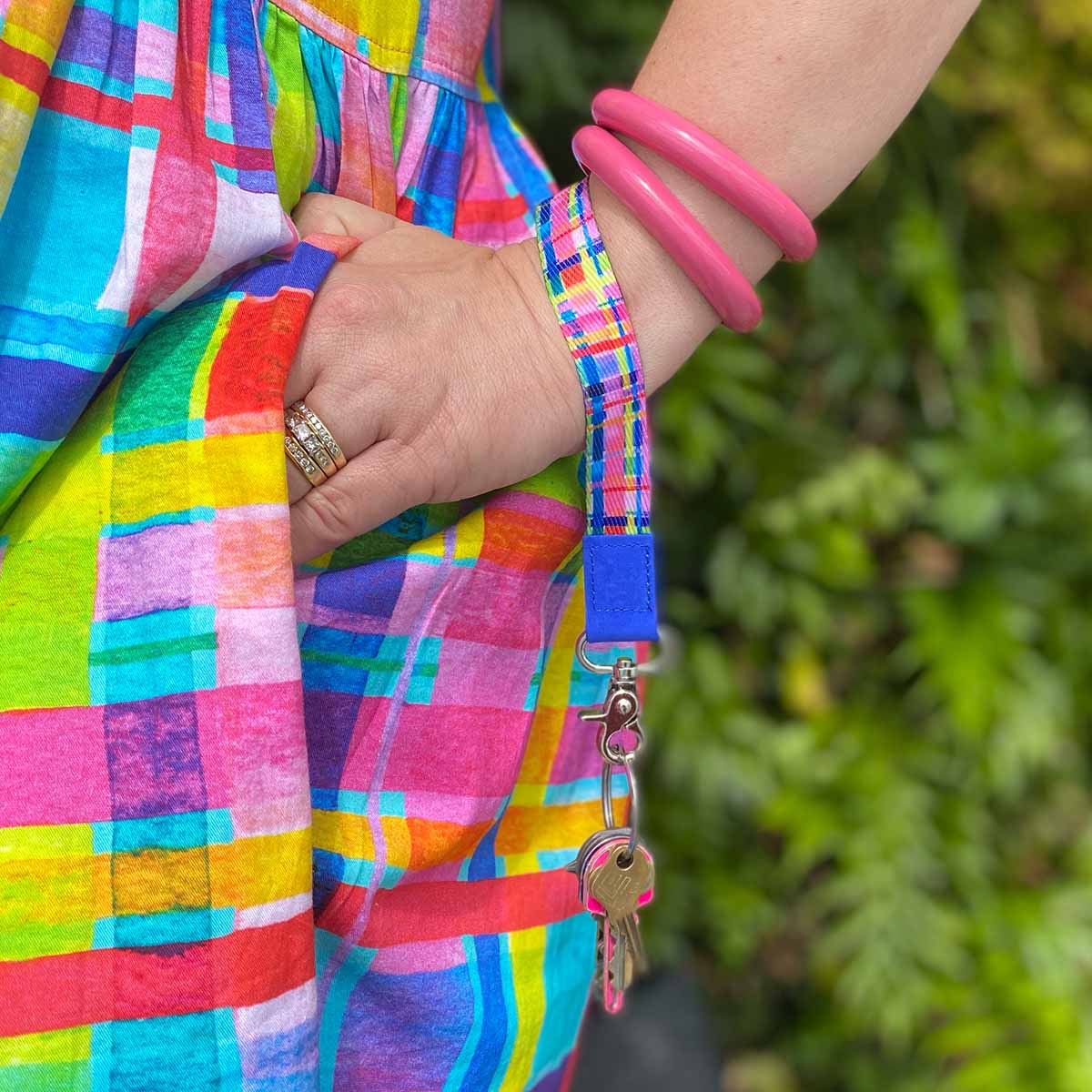 RO X Lordy Dordie Rainbow Gingham Wrist Lanyard