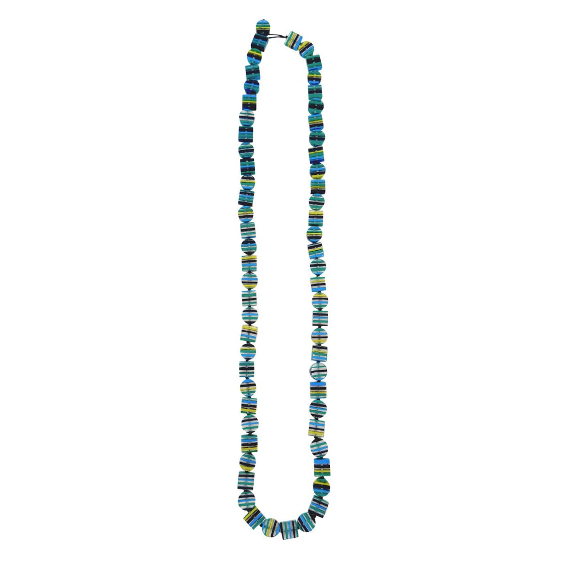 Chromatic Striped Long Necklace - Blue - PERFECTLY IMPERFECT