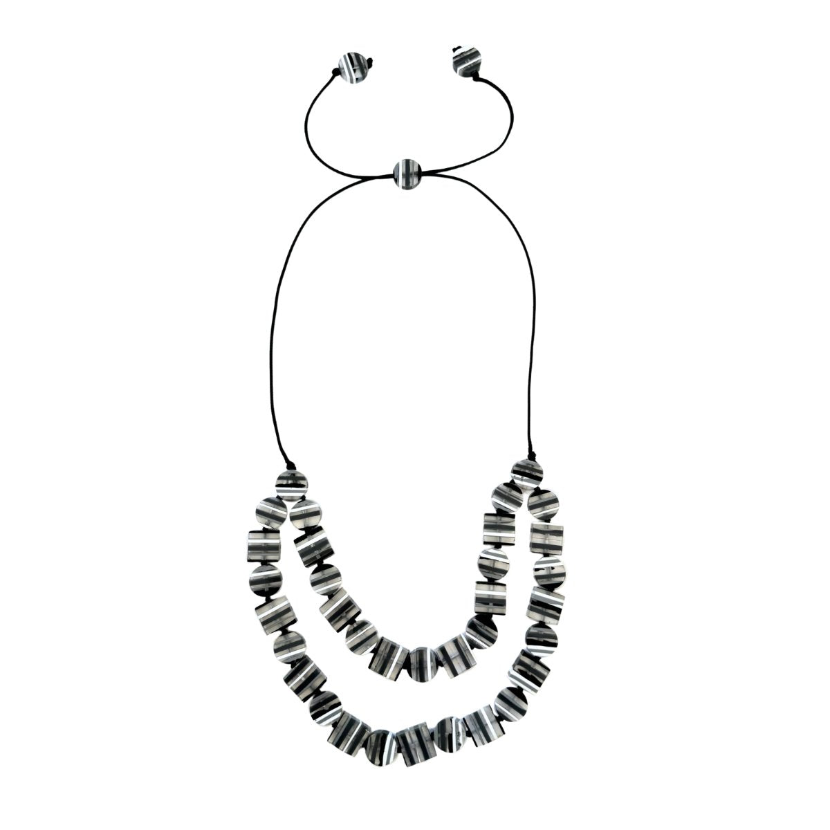 Chromatic Striped Double Up Necklace - Mono