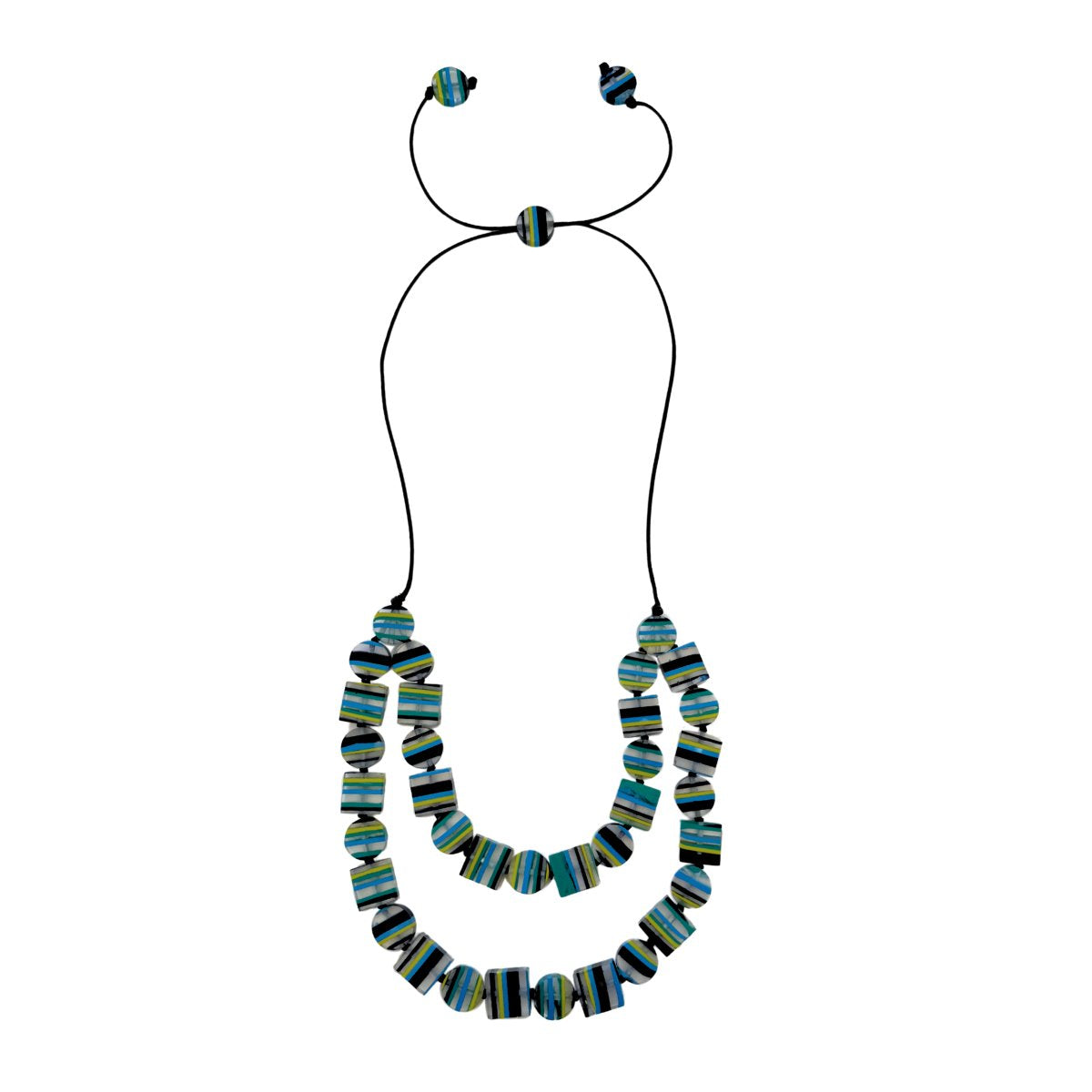 Chromatic Striped Double Up Necklace - Blue Mix