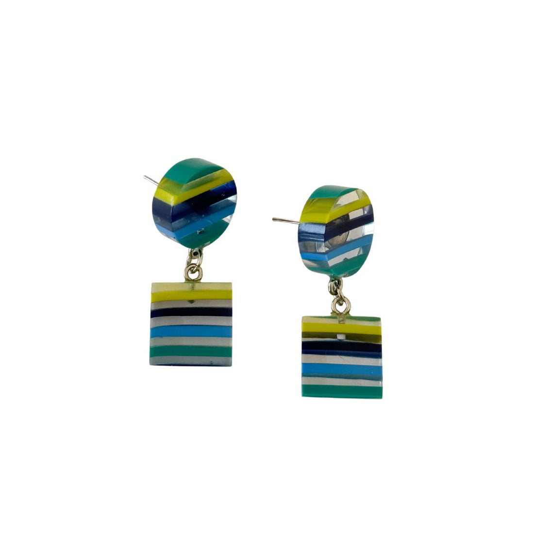 Chromatic Striped Drop Earrings - Blue - PERFECTLY IMPERFECT