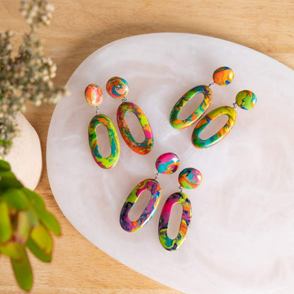 Artisan Hoop Drop Earrings - Multi