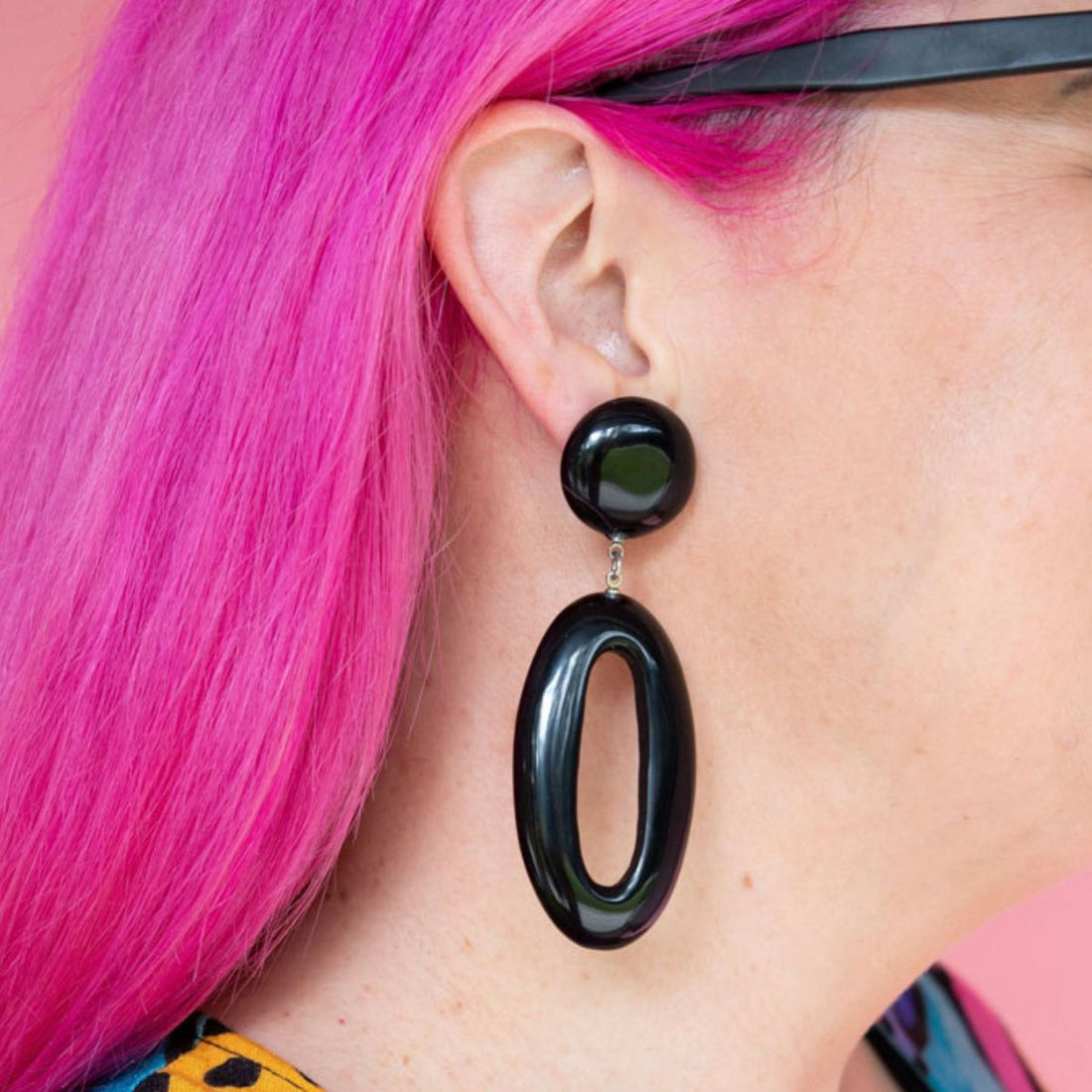 Venus Hoop Drop Earrings - Black - PERFECTLY IMPERFECT