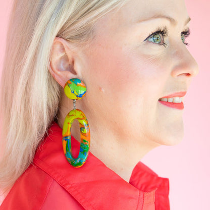 Artisan Hoop Drop Earrings - Multi