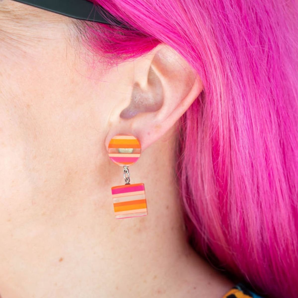 Chromatic Striped Drop Earrings