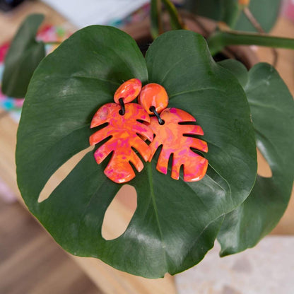 Artisan Monstera Earrings