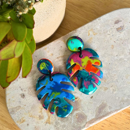 Artisan Monstera Earrings