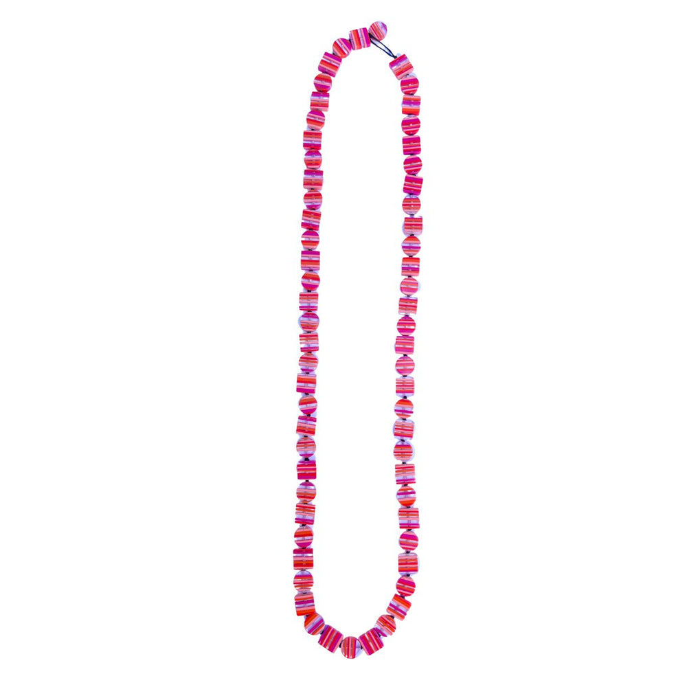 Chromatic Striped Long Necklace - Pink Only