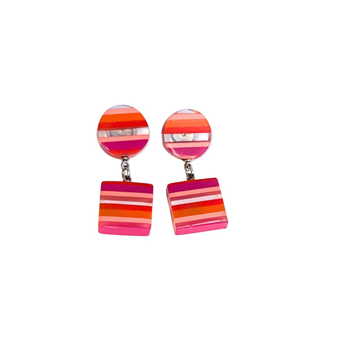 Chromatic Striped Drop Earrings - Pink - PERFECTLY IMPERFECT