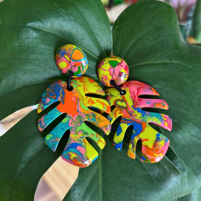 Artisan Monstera Earrings