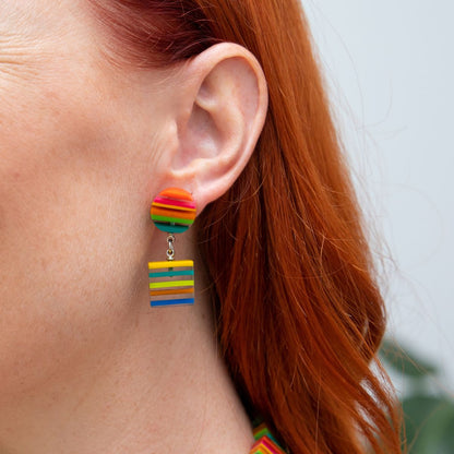 Chromatic Striped Drop Earrings