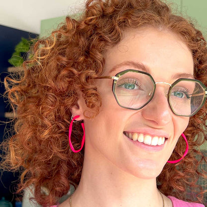 Twisted Neon Pink Hoop Earrings (3 Sizes)