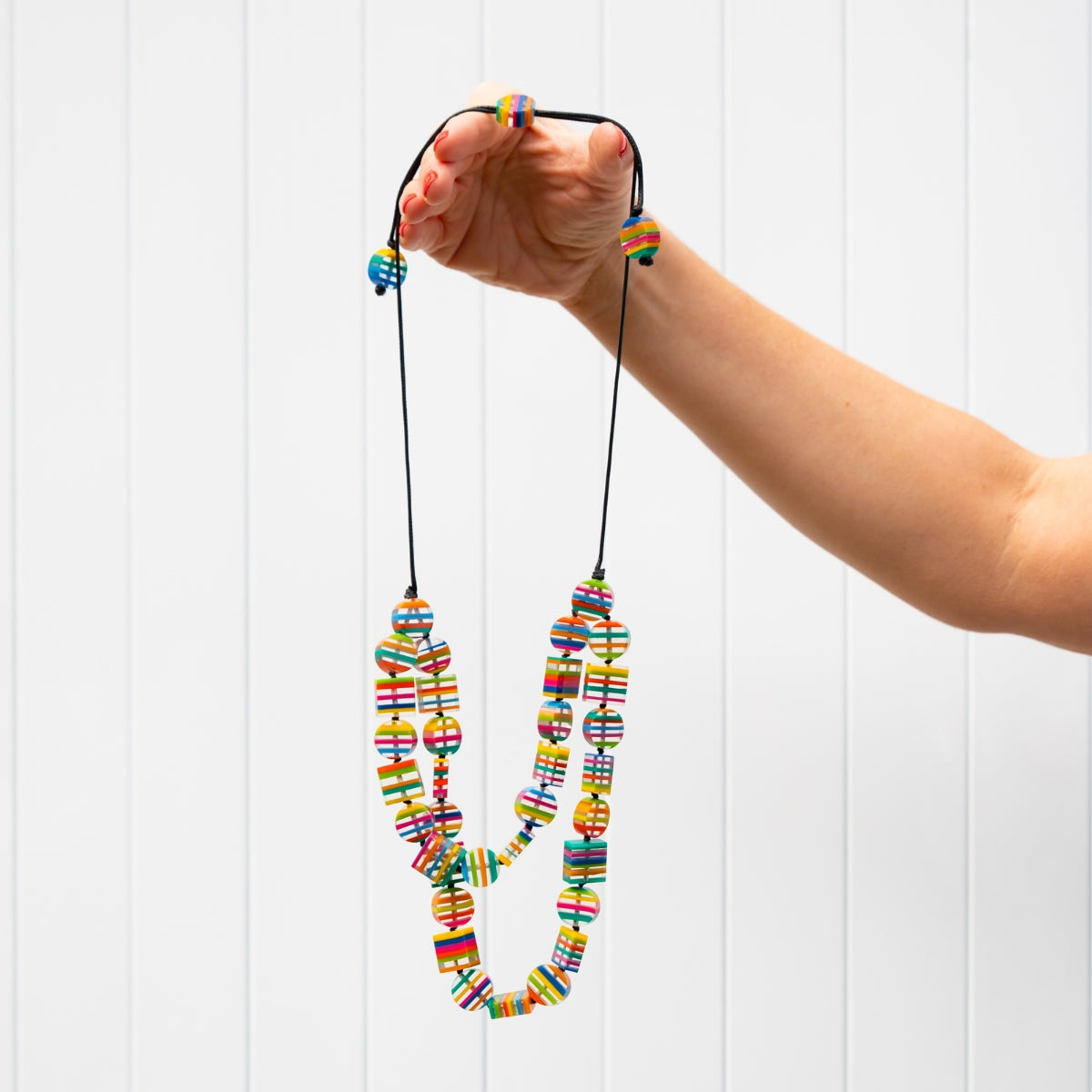 Chromatic Striped Double Up Necklace - Multi