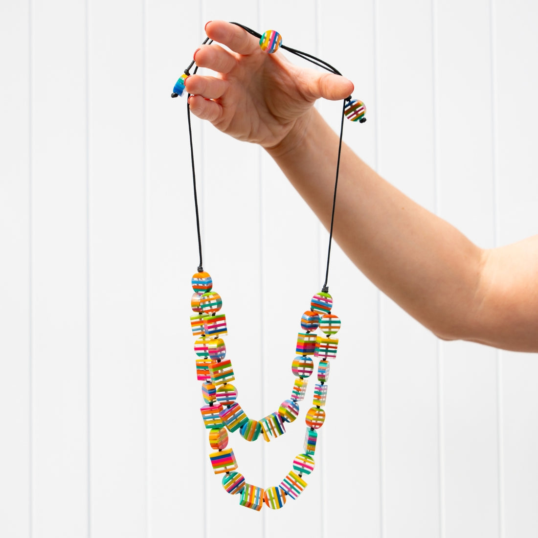 Chromatic Striped Double Up Necklace - Multi