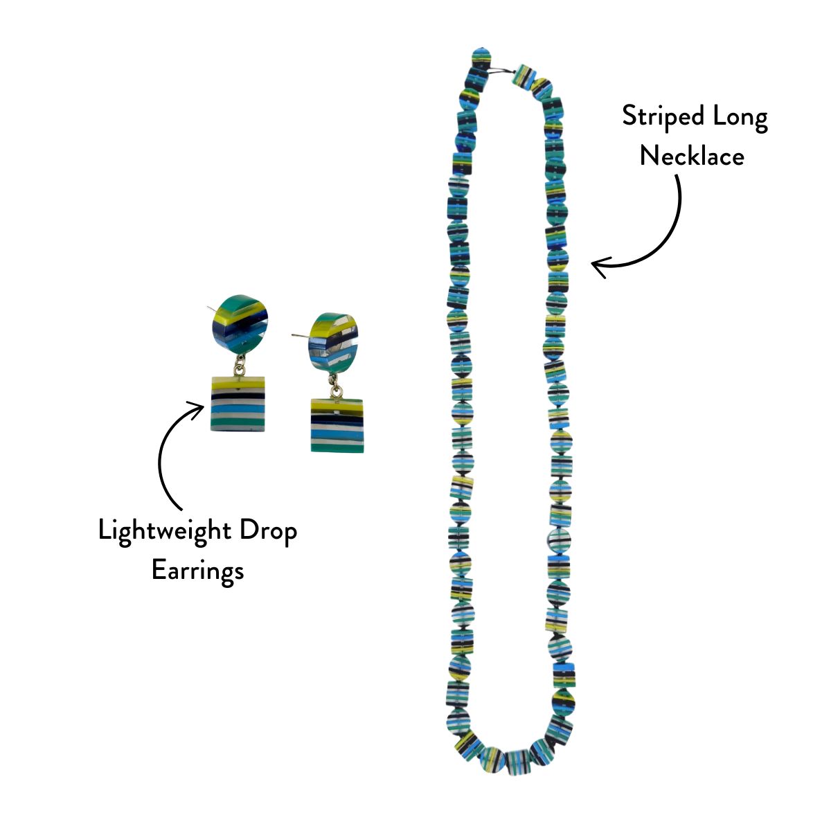 Chromatic Long Necklace + Drop Earrings Bundle