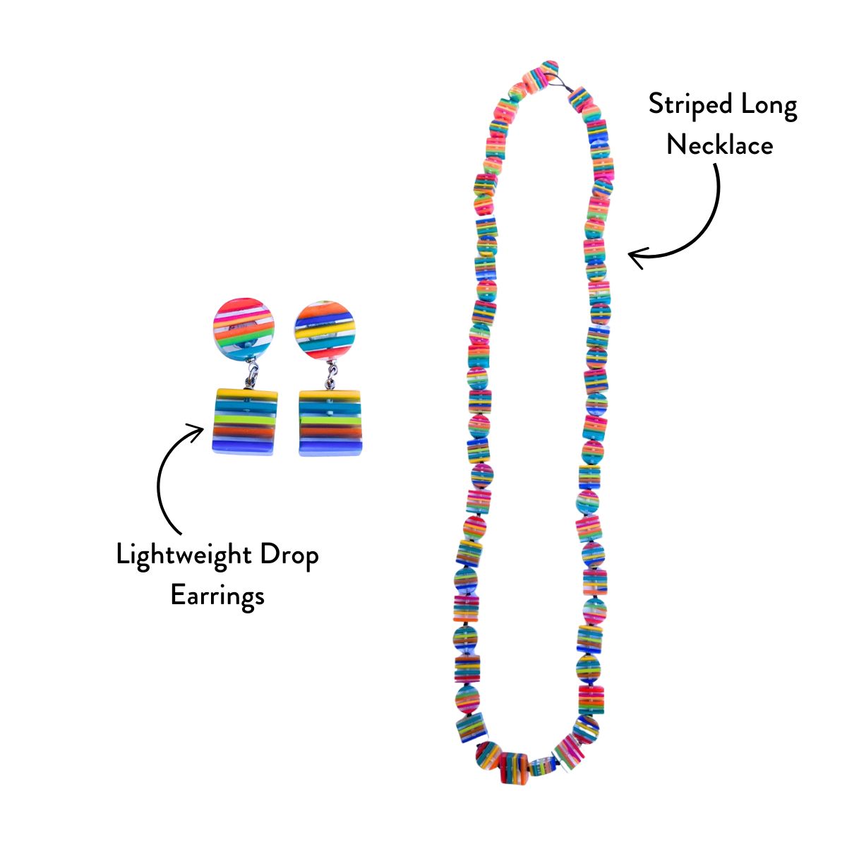 Chromatic Long Necklace + Drop Earrings Bundle