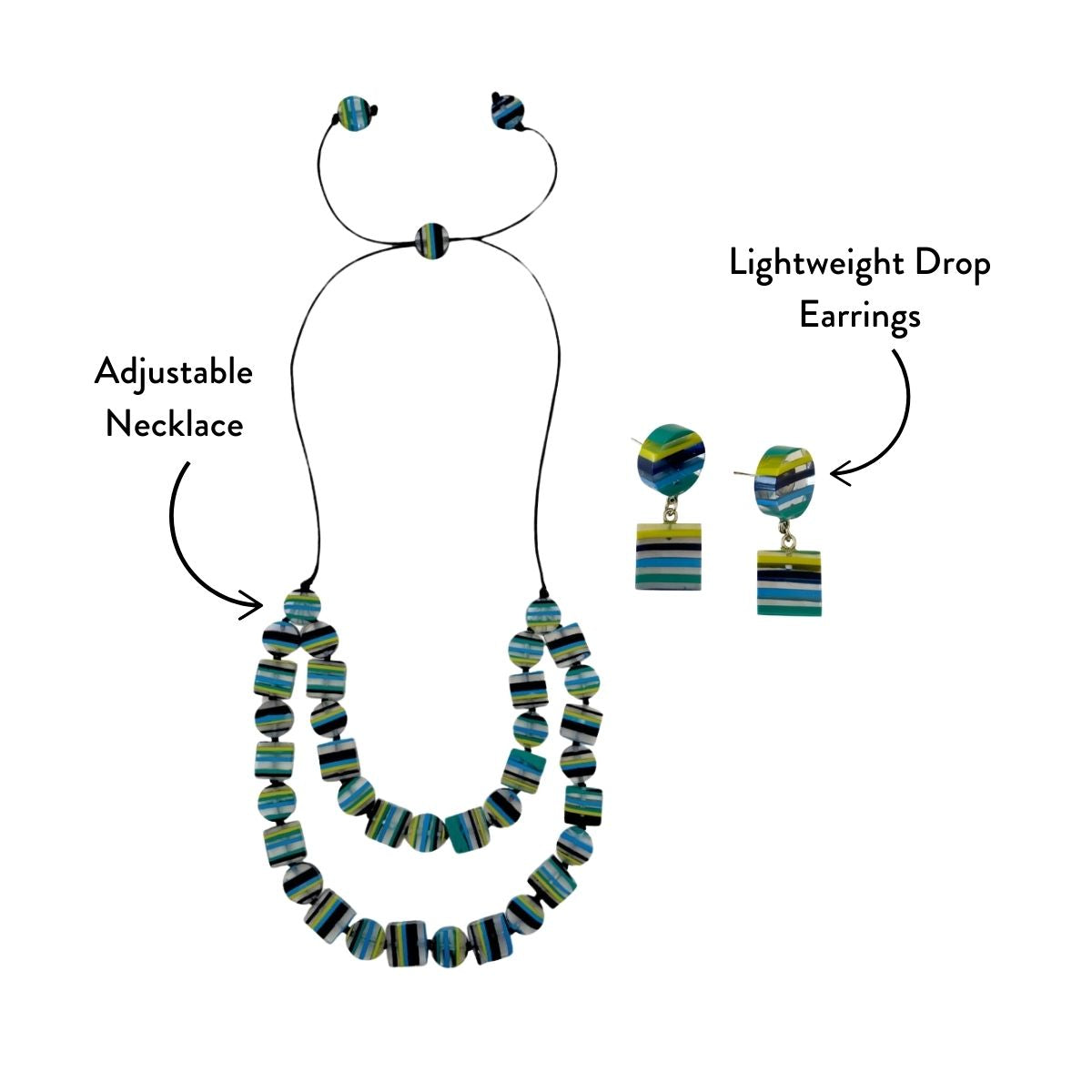 Chromatic Short Necklace + Drop Earrings Bundle