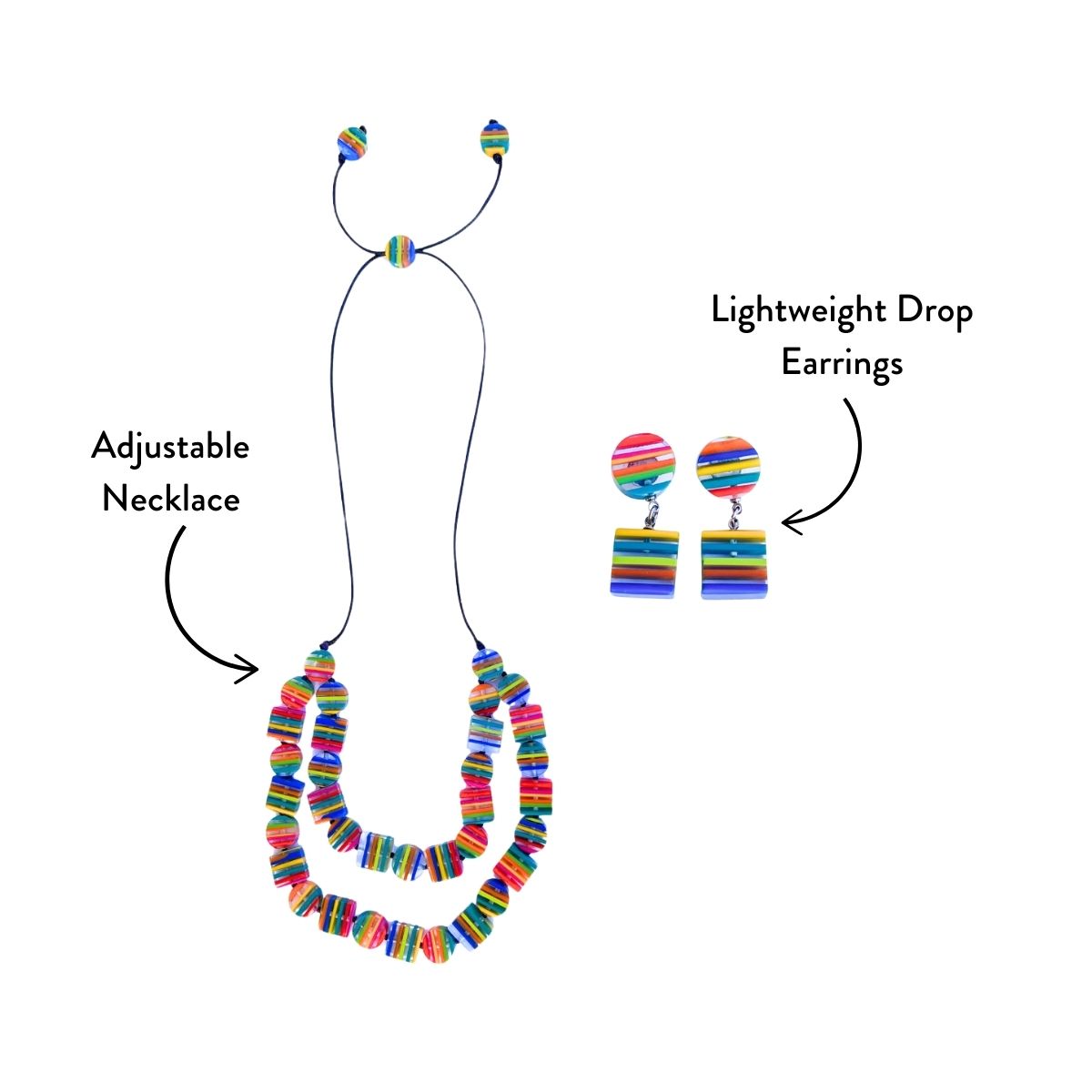 Chromatic Short Necklace + Drop Earrings Bundle