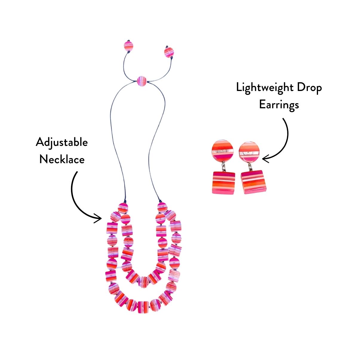 Chromatic Short Necklace + Drop Earrings Bundle