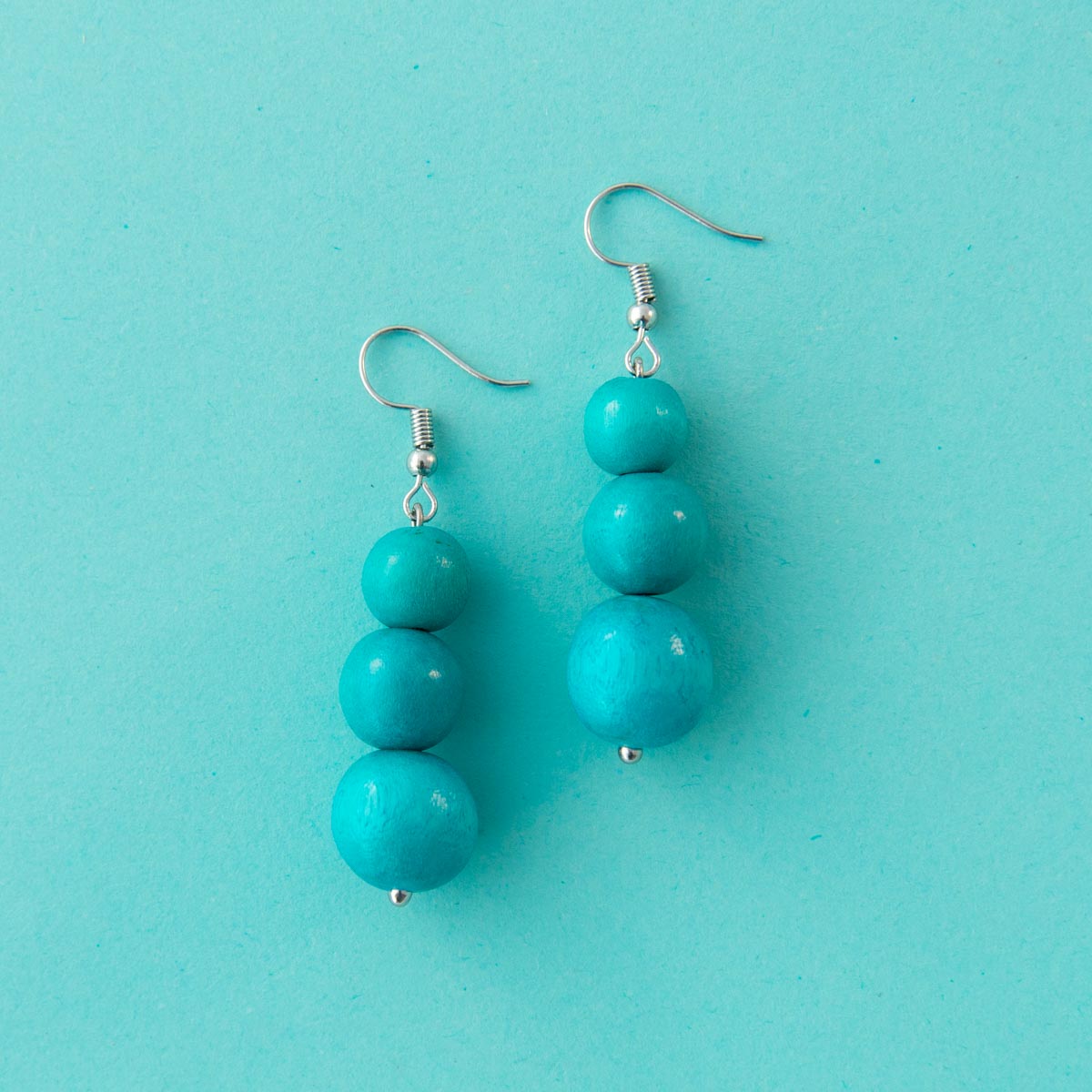 Bubble Wood Drop Earrings - Aqua - PERFECTLY IMPERFECT