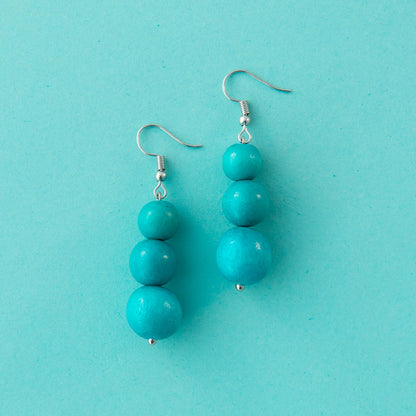 Bubble Wood Drop Earrings - Aqua - PERFECTLY IMPERFECT