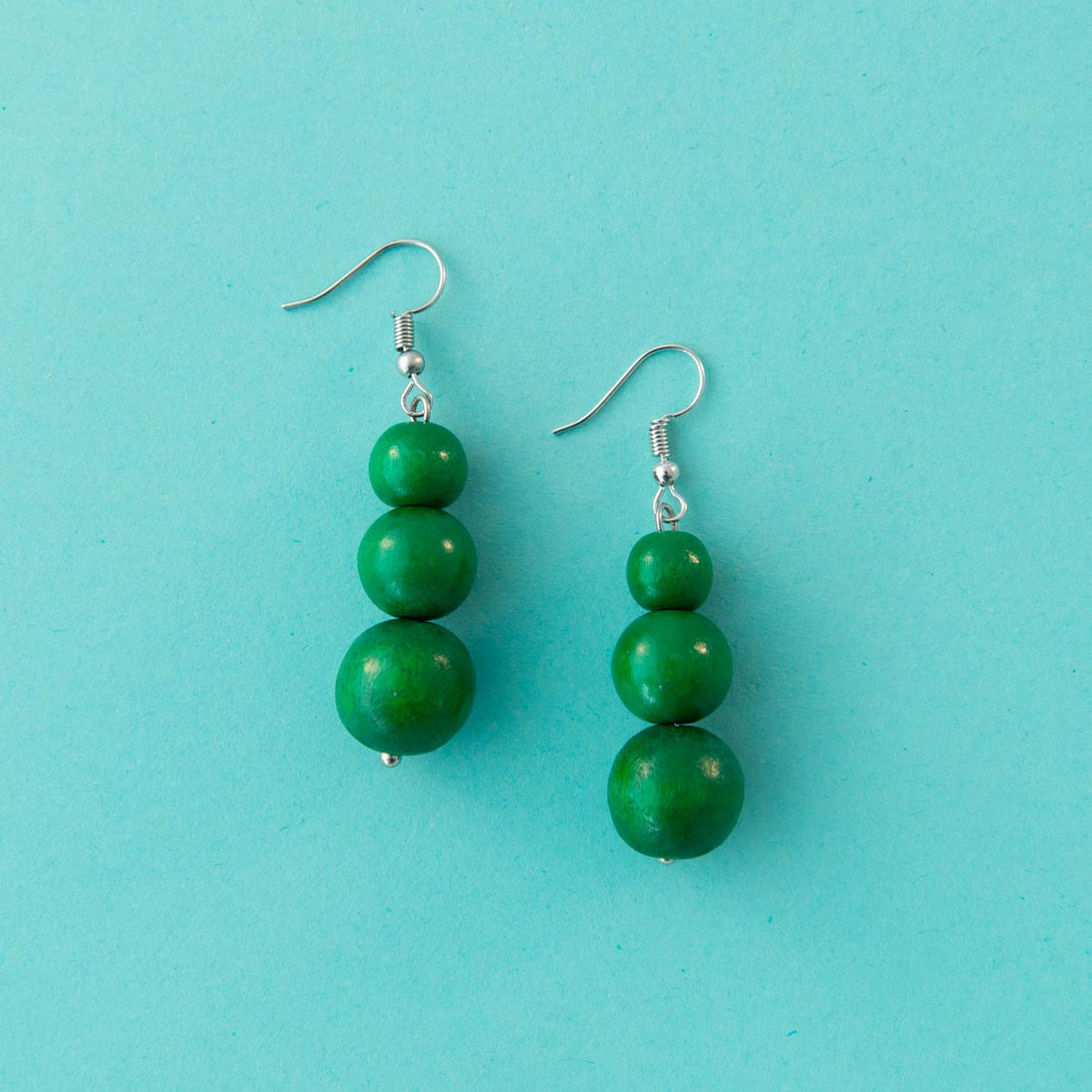 Bubble Wood Drop Earrings - Emerald - PERFECTLY IMPERFECT