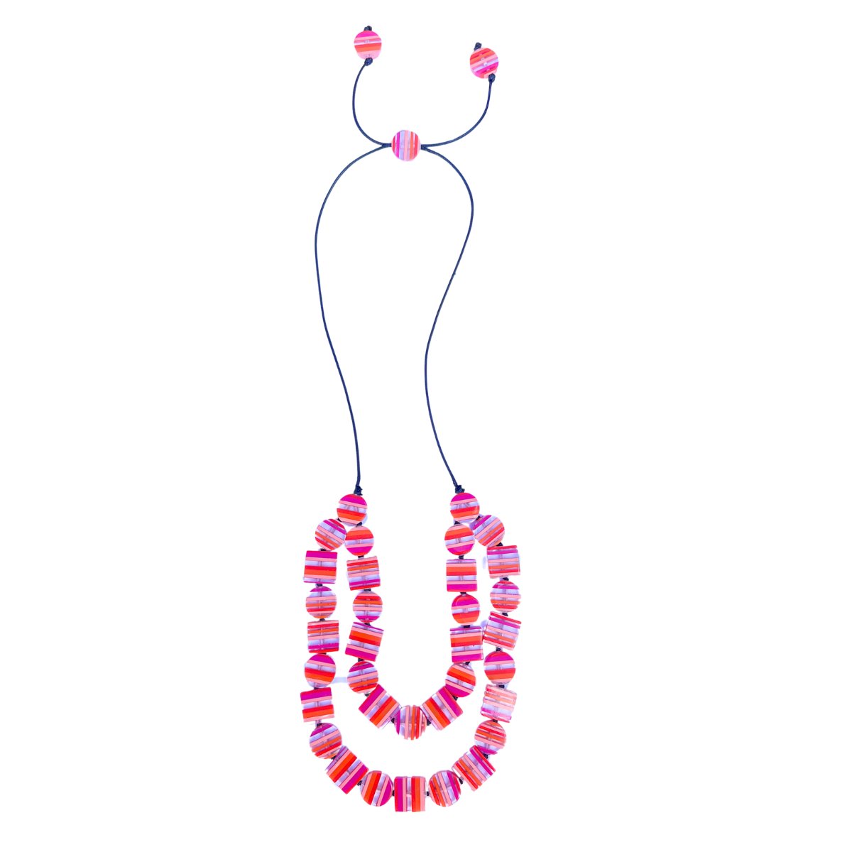 Chromatic Striped Double Up Necklace - Pink Mix