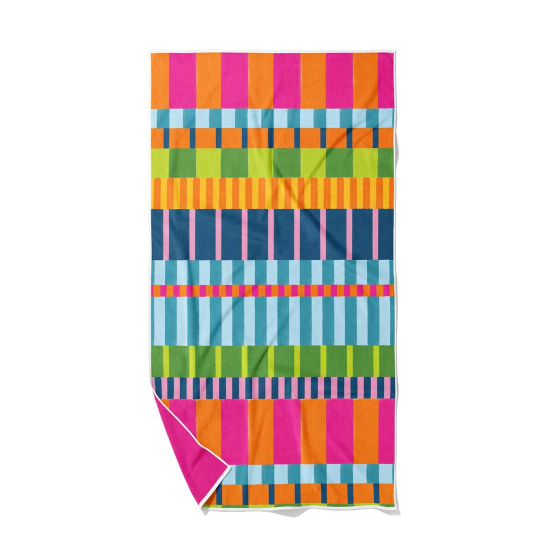 Colorful striped towel on a white background