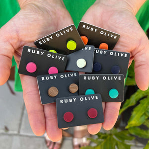 Flat Stud Earrings (12 Colours)