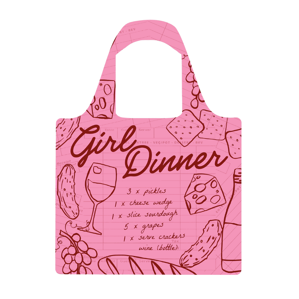 Girl Dinner Menu Reusable Shopping Bag
