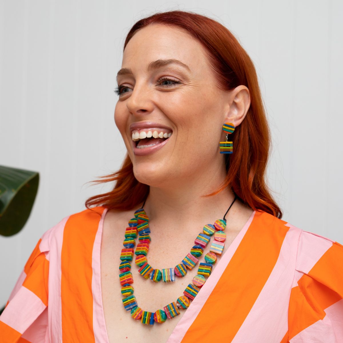 Chromatic Striped Double Up Necklace - Multi