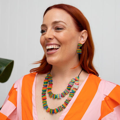 Chromatic Striped Double Up Necklace - Multi