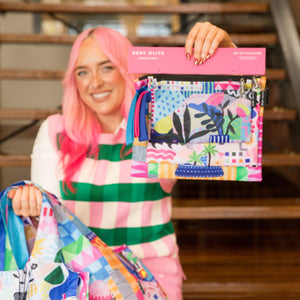 Neon Tea Party Shopping Bag and Pouch Trio Bundle