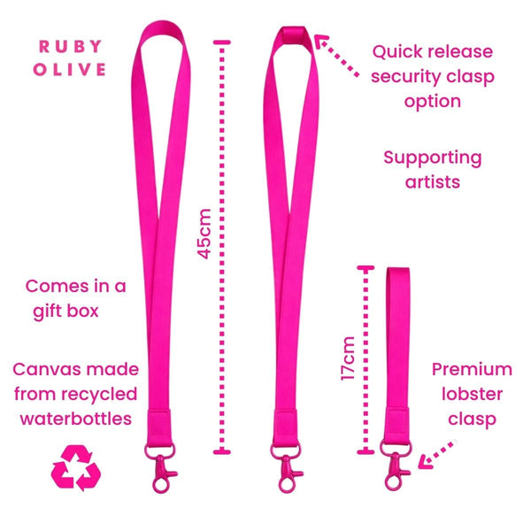 Lanyard and keychain graphic with measurements