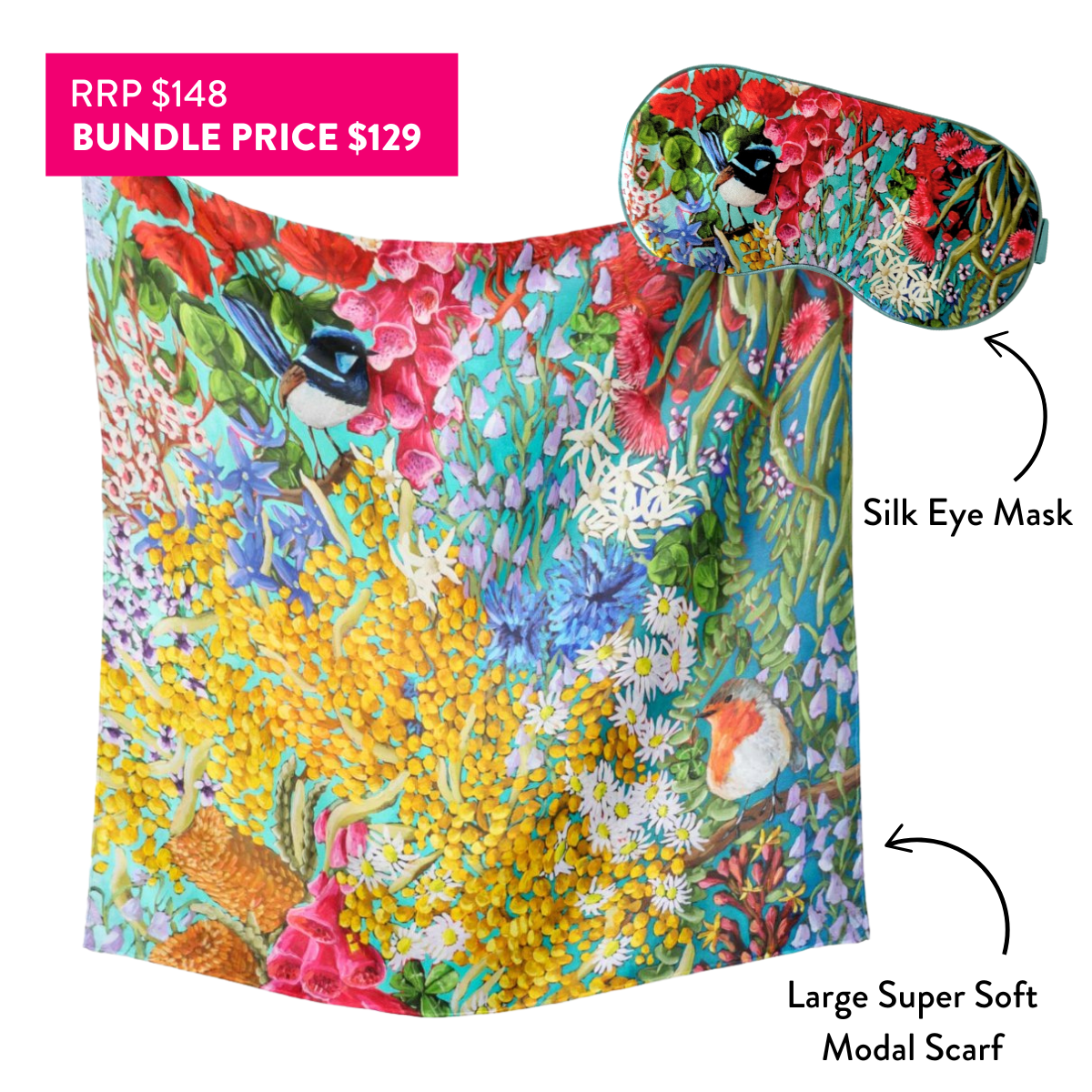 Little Wren Scarf and Eye Mask Bundle