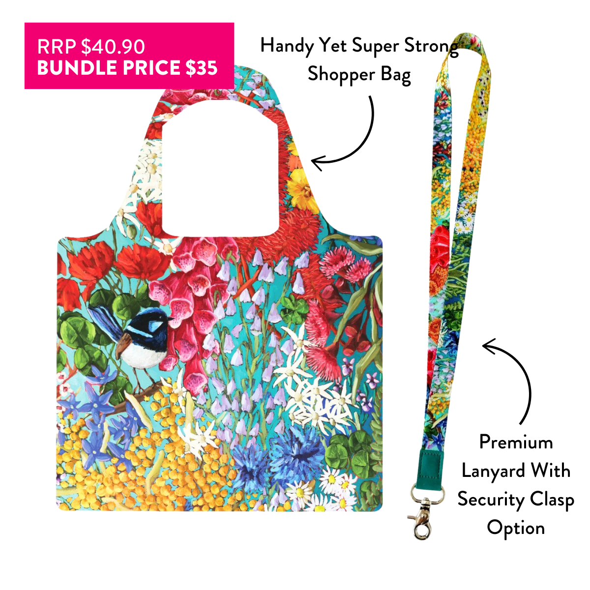 Little Wren Shopper and Lanyard Bundle