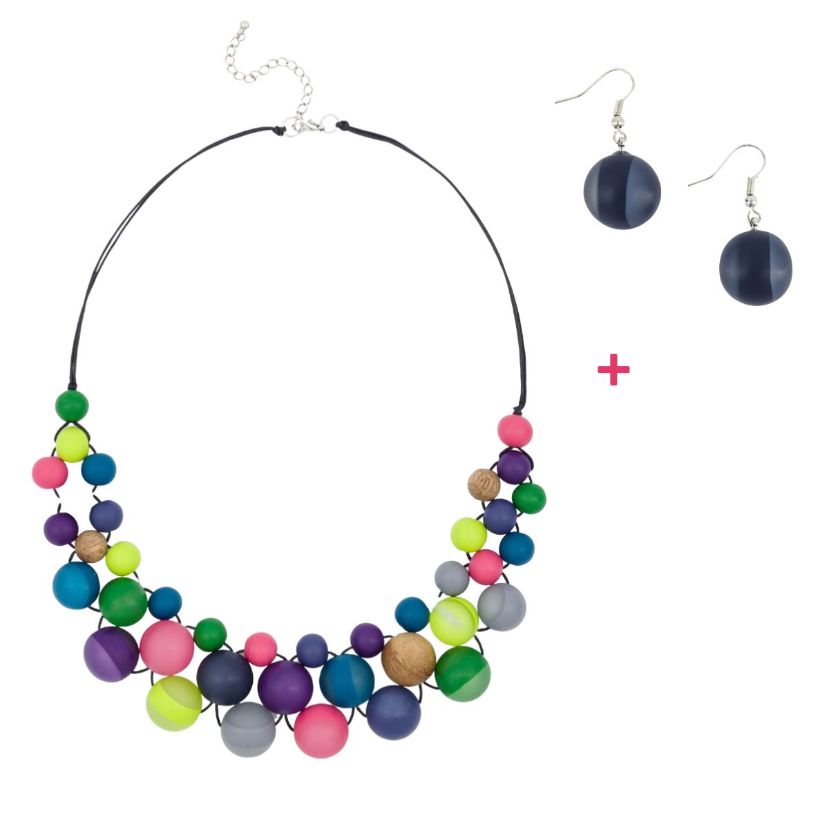 Marble Bubble Necklace + Drop Earring Bundle (5 Colours Avail)