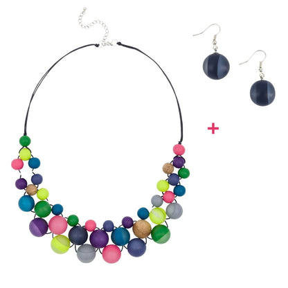 Marble Bubble Necklace + Drop Earring Bundle (5 Colours Avail)