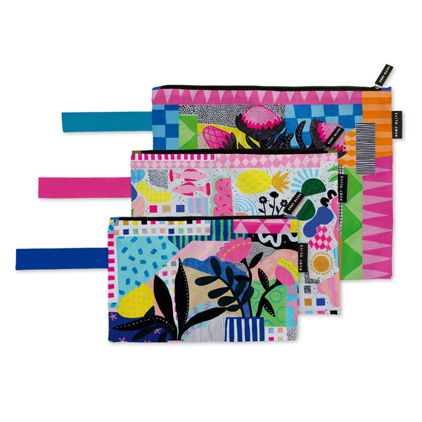 Neon Tea Party Pouch Trio