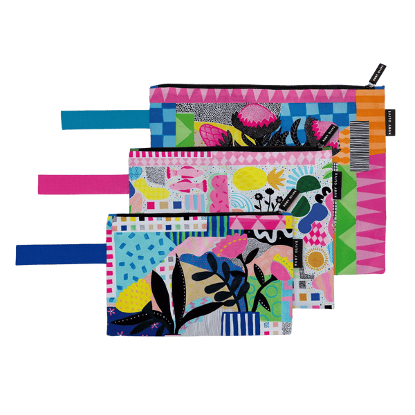 Neon Tea Party Pouch Trio