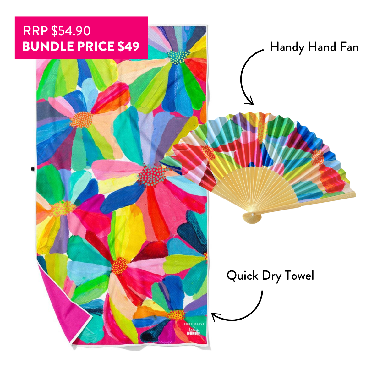 Petal Party Towel and Fan Bundle