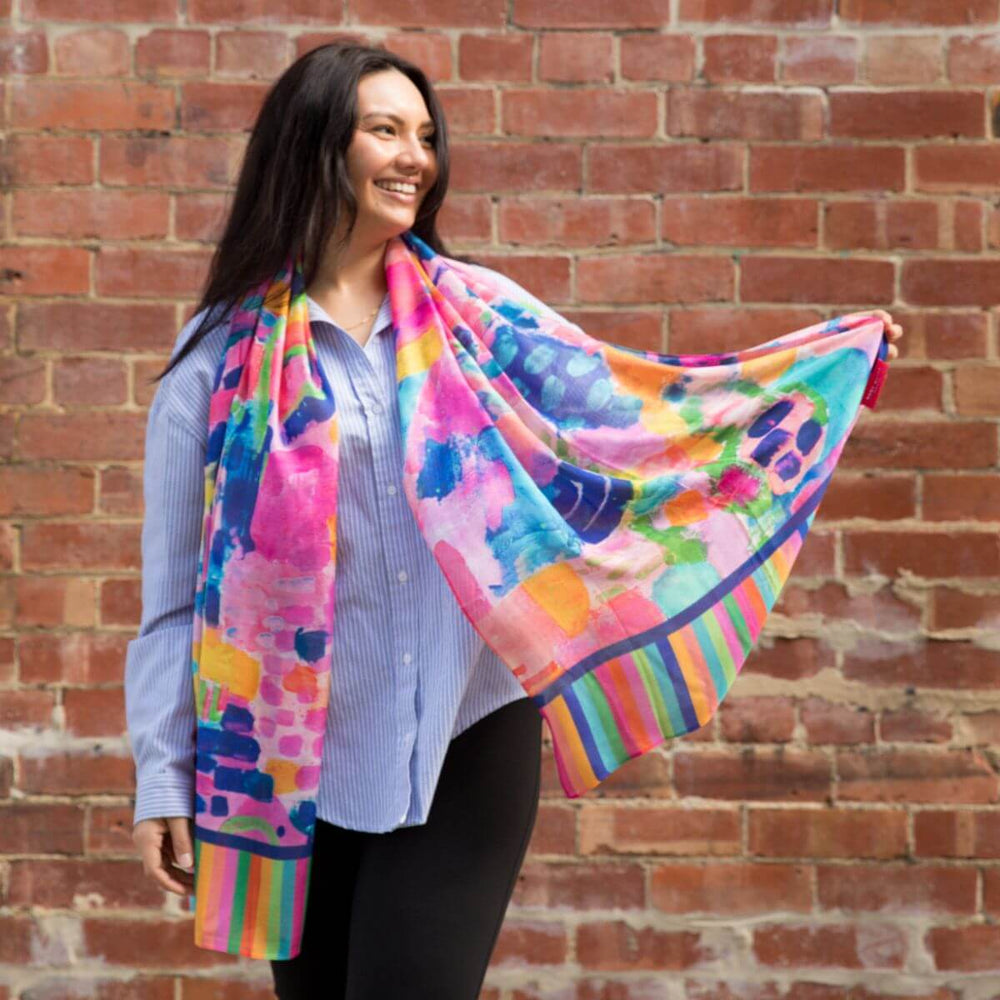 Rainbow Fields Long Scarf - Scarf - Ruby Olive