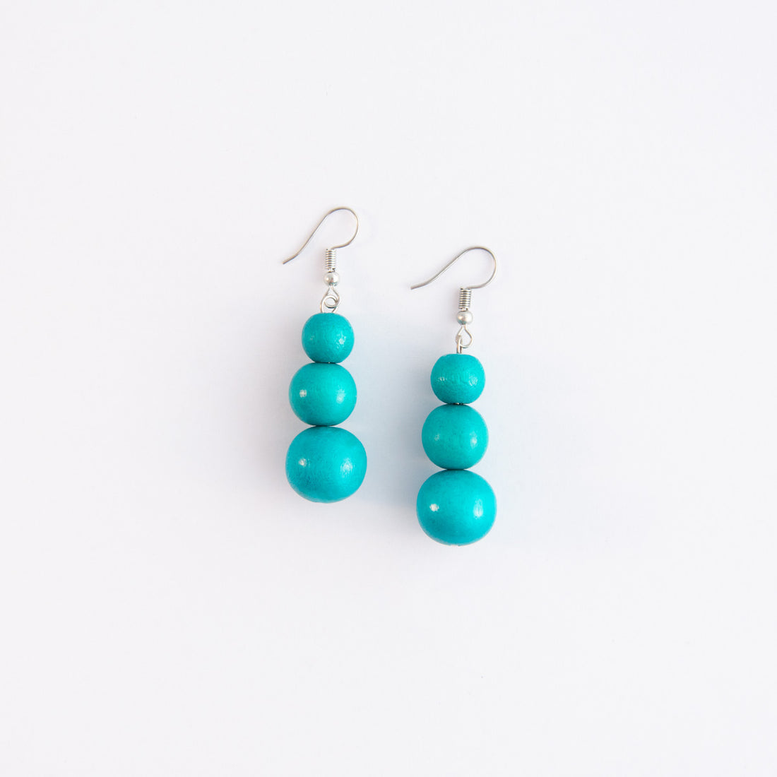 Bubble Wood Drop Earrings - Aqua - PERFECTLY IMPERFECT