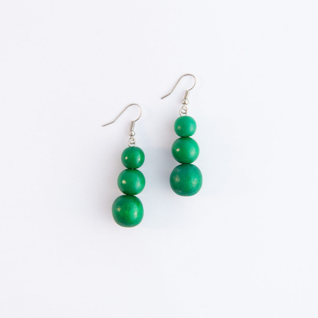 Bubble Wood Drop Earrings - Emerald - PERFECTLY IMPERFECT