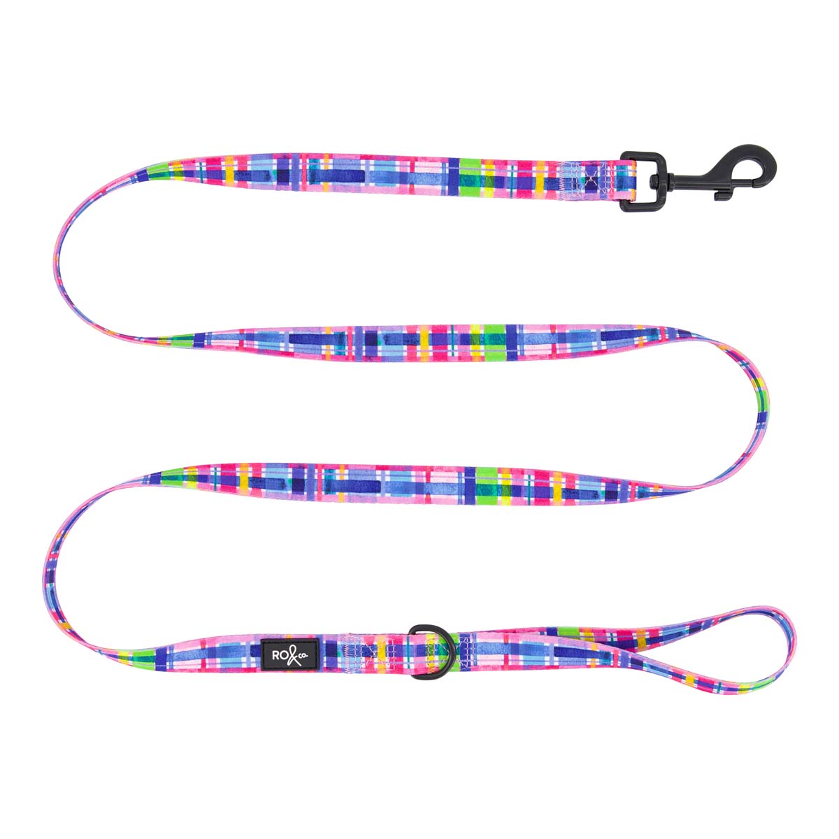 Rainbow Gingham Dog Leash