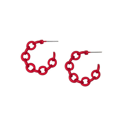 Rani Pearlised Chain Hoop Earrings - Red - PERFECTLY IMPERFECT