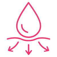 Pink droplet icon with arrows on a white background